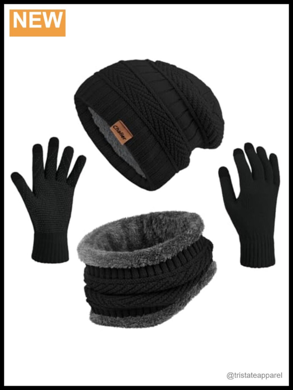 Women's Knit Beanie Hat Scarf Gloves Set Warm Winter Accessories